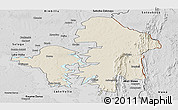 Shaded Relief Panoramic Map of Kete-Krachi, desaturated