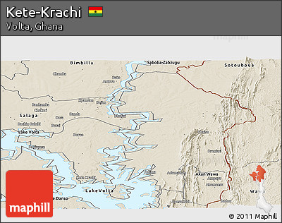 Shaded Relief Panoramic Map of Kete-Krachi