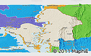 Shaded Relief Panoramic Map of Kete-Krachi, political outside