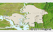 Shaded Relief Panoramic Map of Kete-Krachi, satellite outside