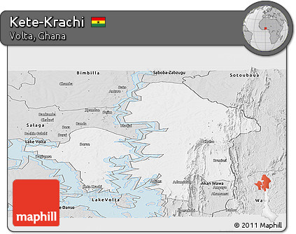 Silver Style Panoramic Map of Kete-Krachi