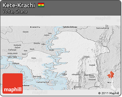 Silver Style Panoramic Map of Kete-Krachi