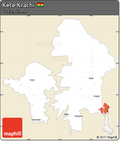 Classic Style Simple Map of Kete-Krachi, single color outside