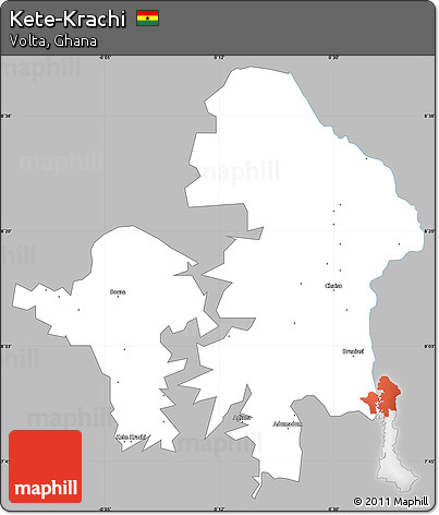 Gray Simple Map of Kete-Krachi, single color outside