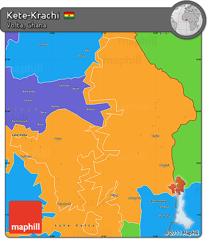 Political Simple Map of Kete-Krachi