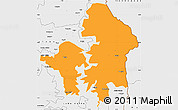 Political Simple Map of Kete-Krachi, single color outside, borders and labels