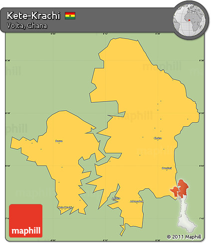 Savanna Style Simple Map of Kete-Krachi, cropped outside