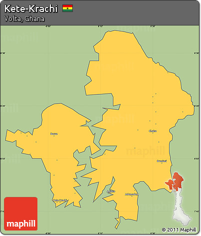 Savanna Style Simple Map of Kete-Krachi, cropped outside