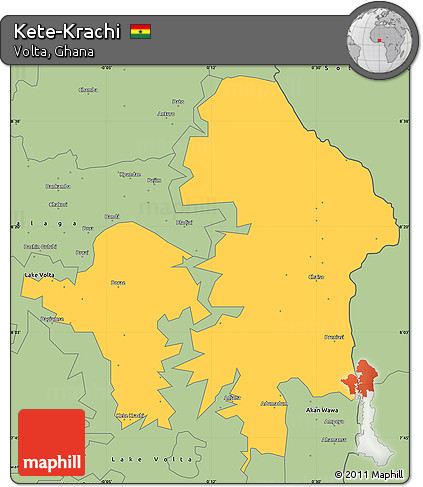 Savanna Style Simple Map of Kete-Krachi
