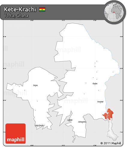 Silver Style Simple Map of Kete-Krachi, single color outside