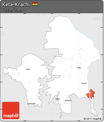 Silver Style Simple Map of Kete-Krachi, single color outside