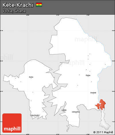 Silver Style Simple Map of Kete-Krachi, single color outside
