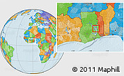 Political Location Map of Kethe-Krachi, within the entire country