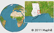 Satellite Location Map of Kpandu, highlighted country