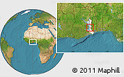 Satellite Location Map of Kpandu, highlighted parent region