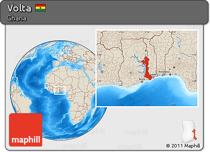 Shaded Relief Location Map of Volta
