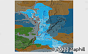 Political Shades Panoramic Map of Volta, darken