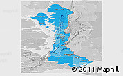 Political Shades Panoramic Map of Volta, lighten, desaturated