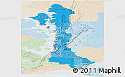 Political Shades Panoramic Map of Volta, lighten