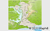 Shaded Relief Panoramic Map of Volta, physical outside