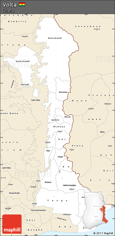 Classic Style Simple Map of Volta