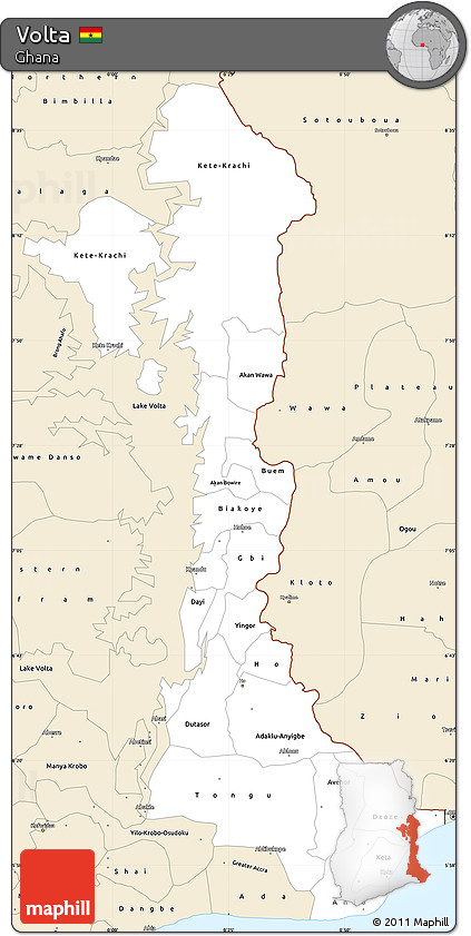Classic Style Simple Map of Volta