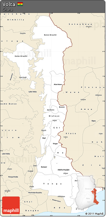 Classic Style Simple Map of Volta