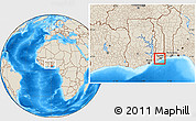 Shaded Relief Location Map of Some-Aflao, within the entire country