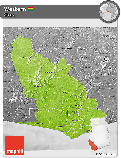 Physical 3D Map of Western, desaturated
