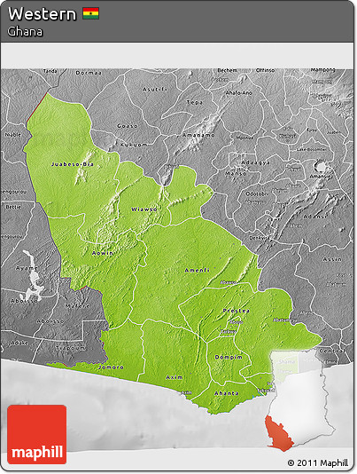 Physical 3D Map of Western, desaturated