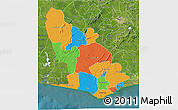 Political 3D Map of Western, satellite outside