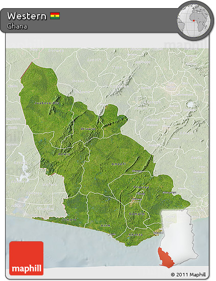 Satellite 3D Map of Western, lighten