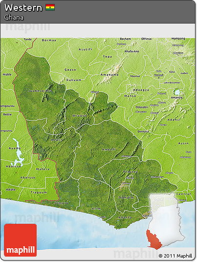 Satellite 3D Map of Western, physical outside