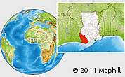 Physical Location Map of Western, highlighted country, within the entire country