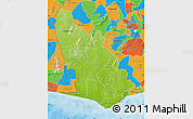Physical Map of Western, political outside