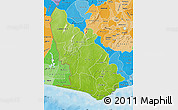 Physical Map of Western, political shades outside