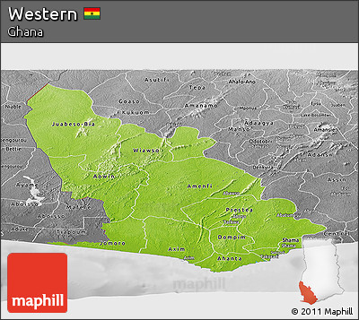 Physical Panoramic Map of Western, desaturated