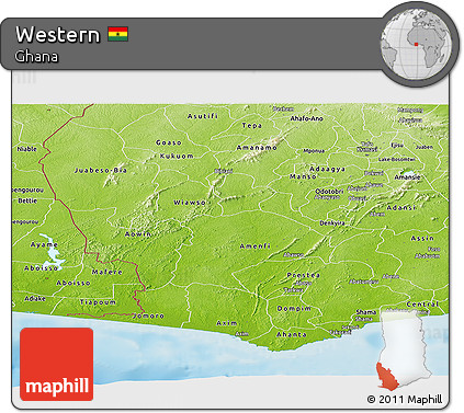 Physical Panoramic Map of Western