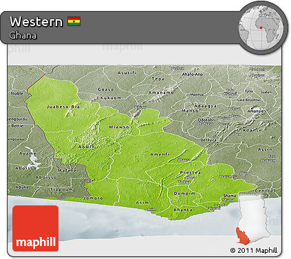 Physical Panoramic Map of Western, semi-desaturated
