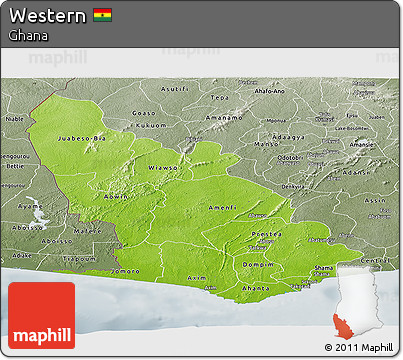 Physical Panoramic Map of Western, semi-desaturated