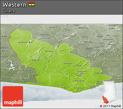 Physical Panoramic Map of Western, semi-desaturated
