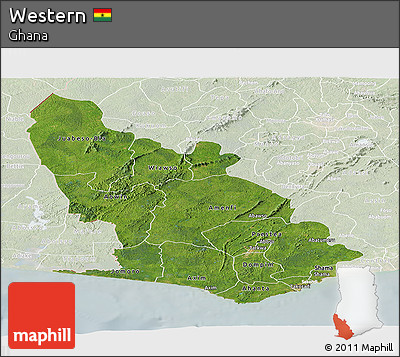Satellite Panoramic Map of Western, lighten