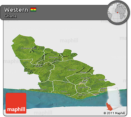Satellite Panoramic Map of Western, single color outside