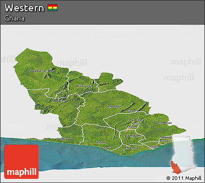Satellite Panoramic Map of Western, single color outside
