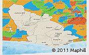 Shaded Relief Panoramic Map of Western, political outside