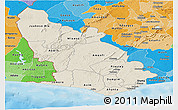 Shaded Relief Panoramic Map of Western, political shades outside