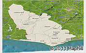 Shaded Relief Panoramic Map of Western, satellite outside