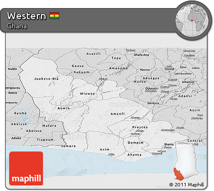 Silver Style Panoramic Map of Western