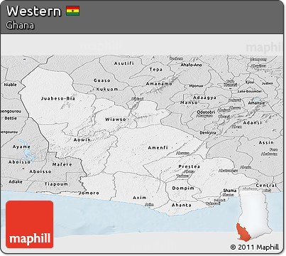 Silver Style Panoramic Map of Western