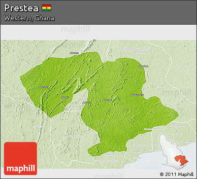 Physical 3D Map of Prestea, lighten